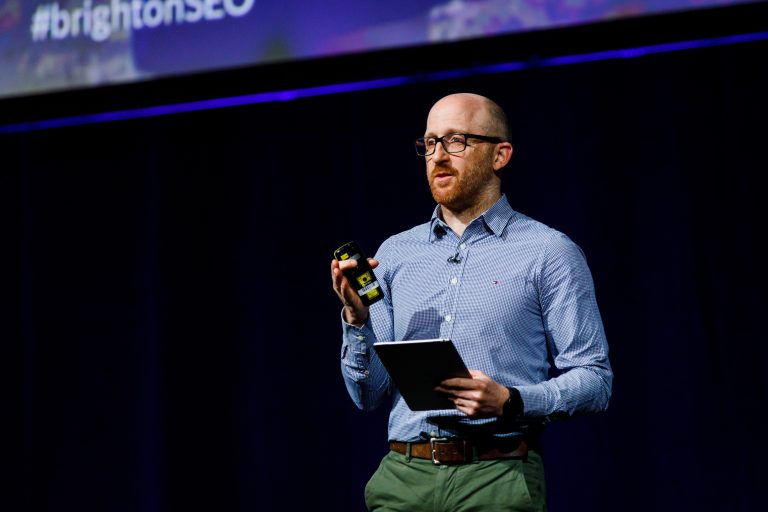 brighton SEO Varn Health CEO on stage
